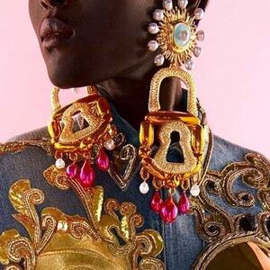 Schiaparelli Style Harlequin Chandelier Earrings